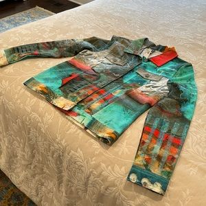 NWT Vibrant Abstract stretch Multi colored jacket